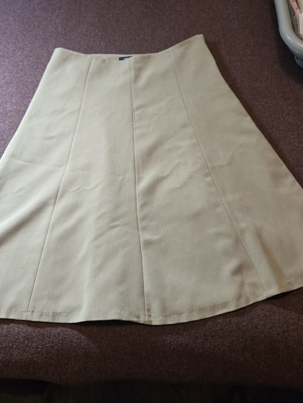 Rafaella Beige Paneled Fit-and-flare Midi Skirt Size 12 Lined Side Zip No Slit